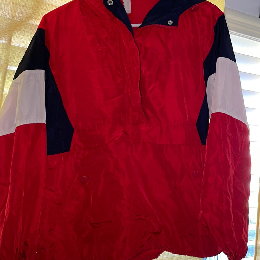 Forever 21 red white and blue wind breaker .